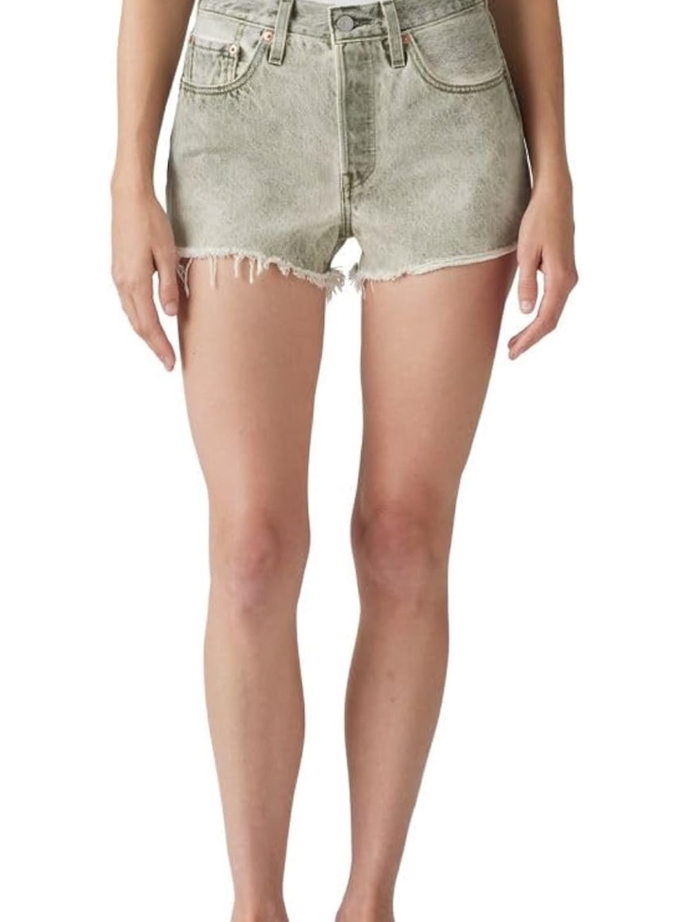 Levi's Washed Olive Green High-Rise Denim Cutoff Shorts